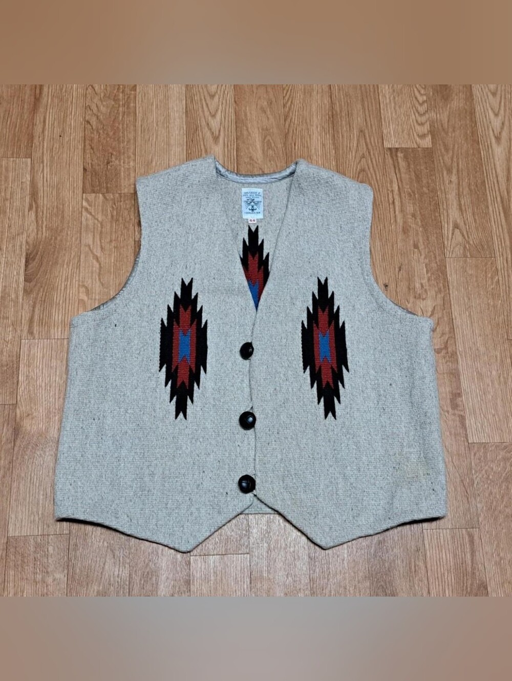 Vintage Ortega's 100% All Wool Hand Woven Vest Size 44 Chimayo NM